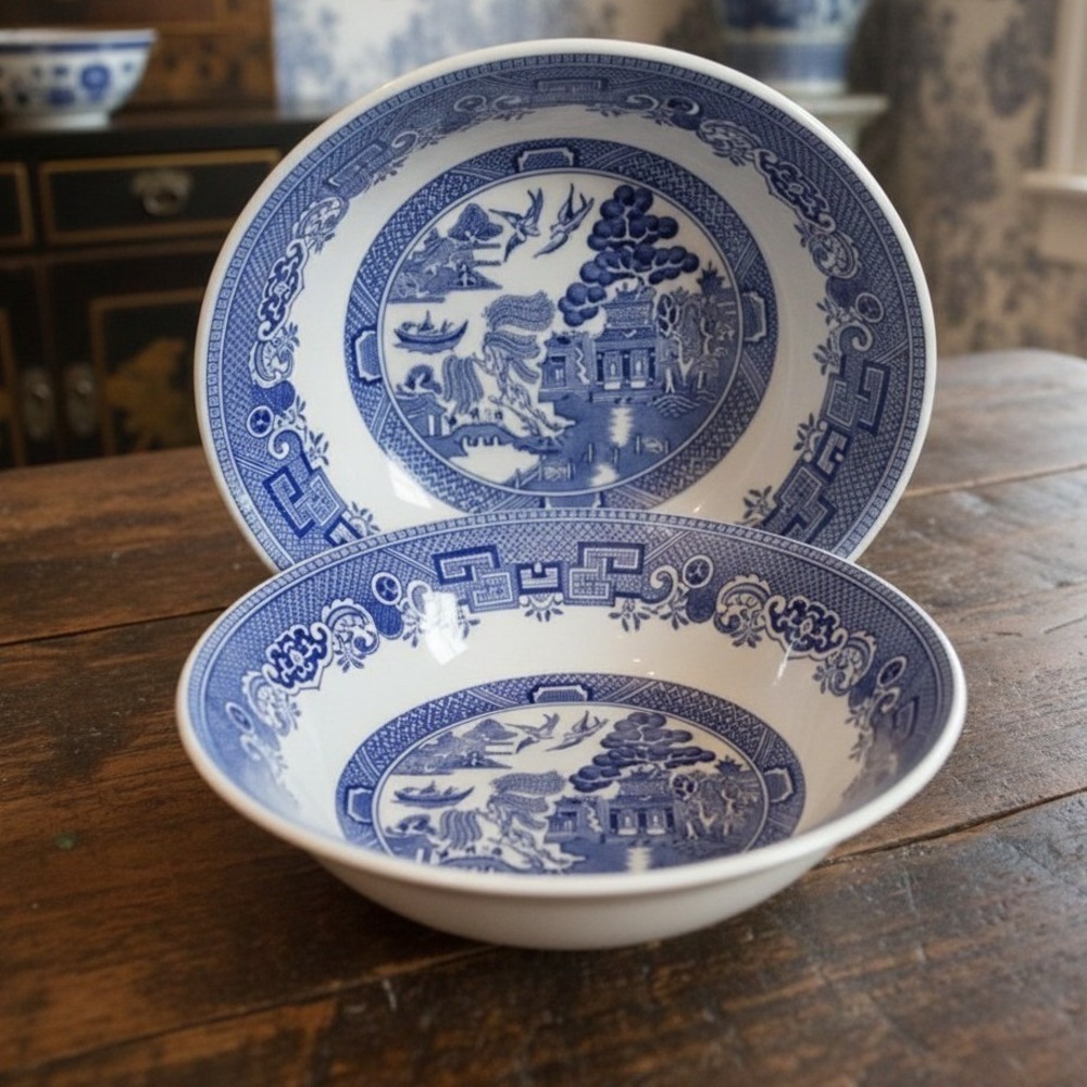 2 Johnson Brothers Blue Willow Berry Bowls 5" Made in England Vintage